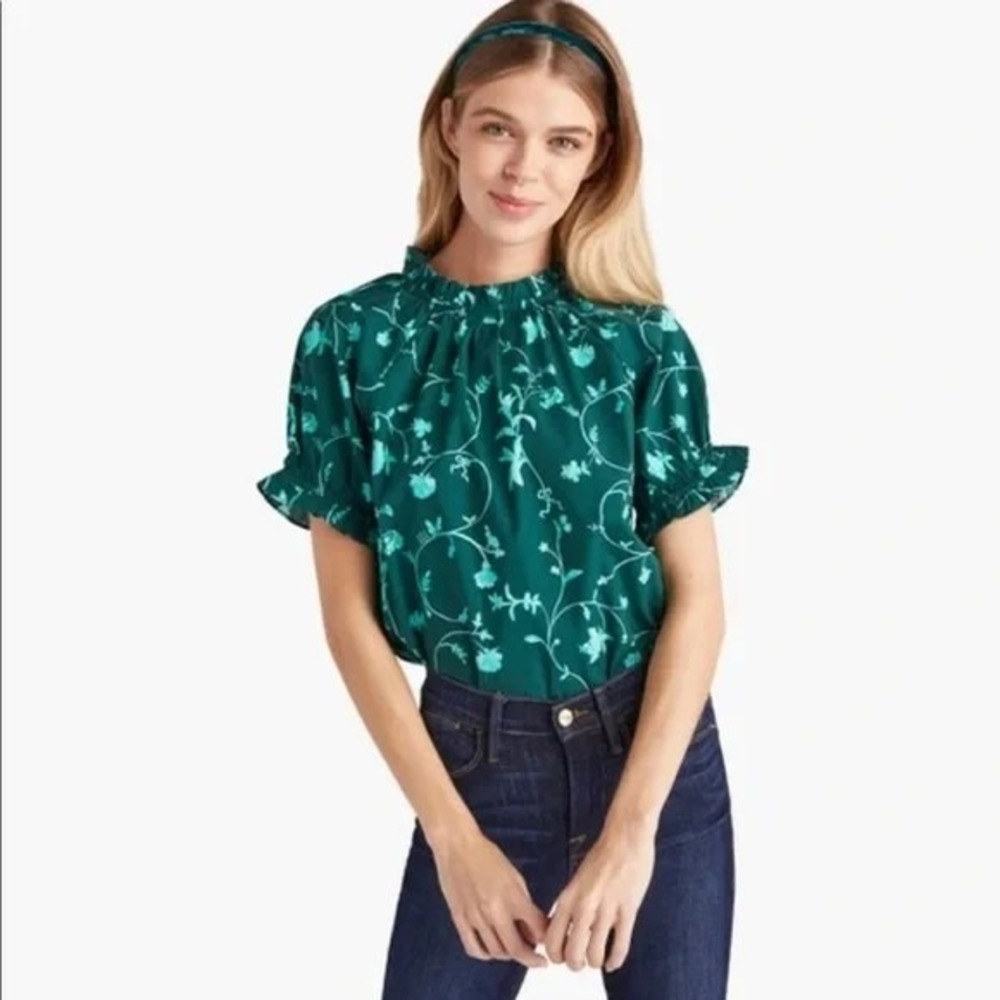 Hill House Home Kit Top in Emerald Green Botanical Size Medium